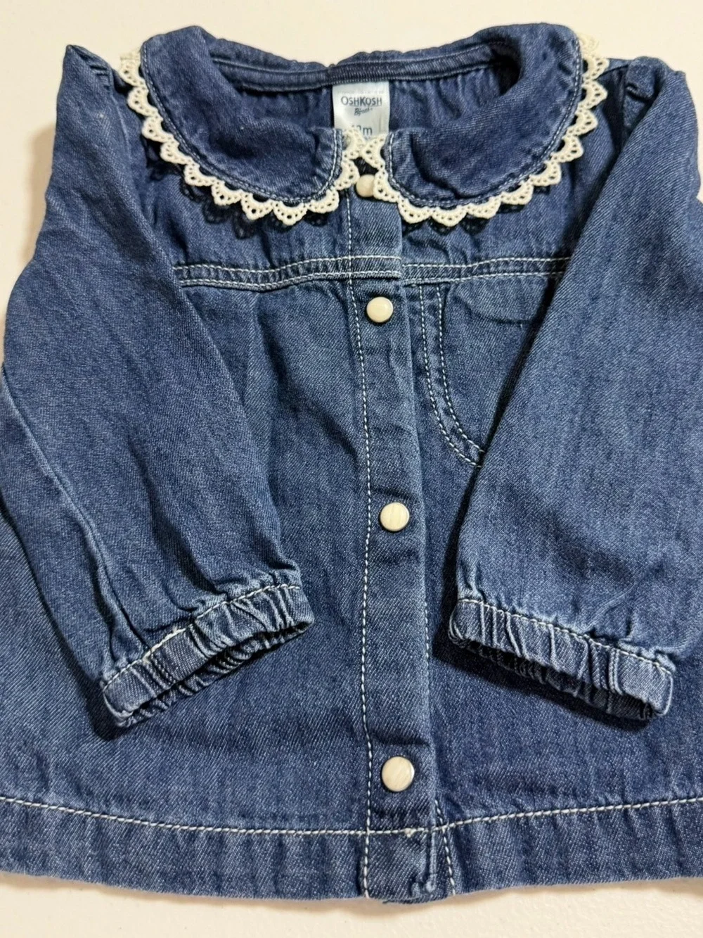 OshKosh B’gosh Baby Girl 12M 3 Piece Bundle Floral Denim Jeans Knit Sweater